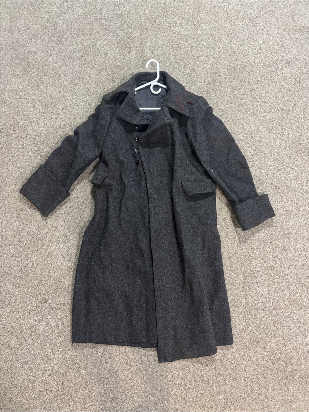 Wool Gray Long Trench Coat